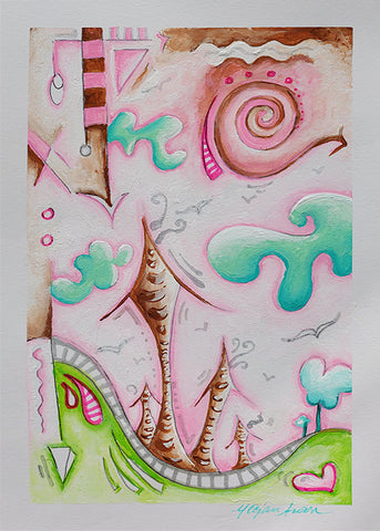 Fun Funky Happy House Original Pastel Colored girly sketchbook art by MeganAroon