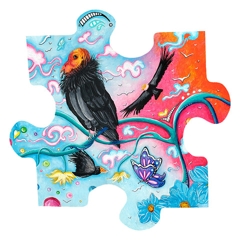 California Condor puzzle piece magnet to collect and make a unique one of a kind puzzle with