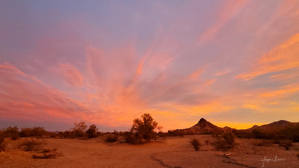 dome rock sunset near quartzsite arizona blogger travel artist meganaroon photo