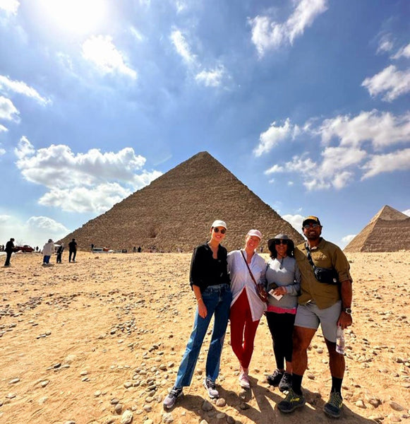 family photo at the great pyramids of giza on our epic trip to egypt traveling artist blogger meganaroon (2)