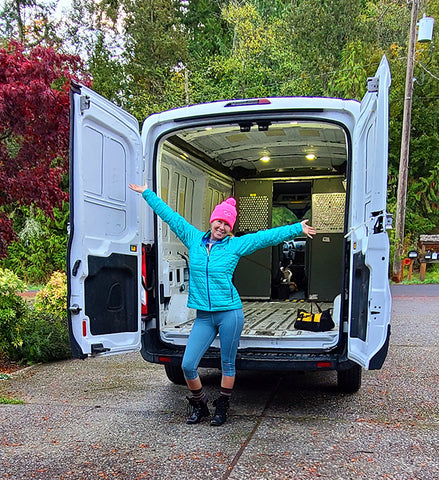 megan Aroon on her journey of self converting her van into a tiny home mobile studio on wheels
