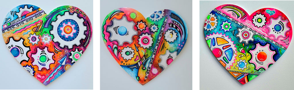 original cycling inspired heart paintings by traveling artist cyclist blogger meganaroon