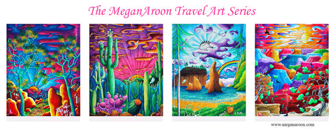 four national park paintings in the meganaroon travel art series