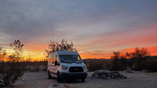sunset picture at blm land south of joshua tree what I know call the thunder dome