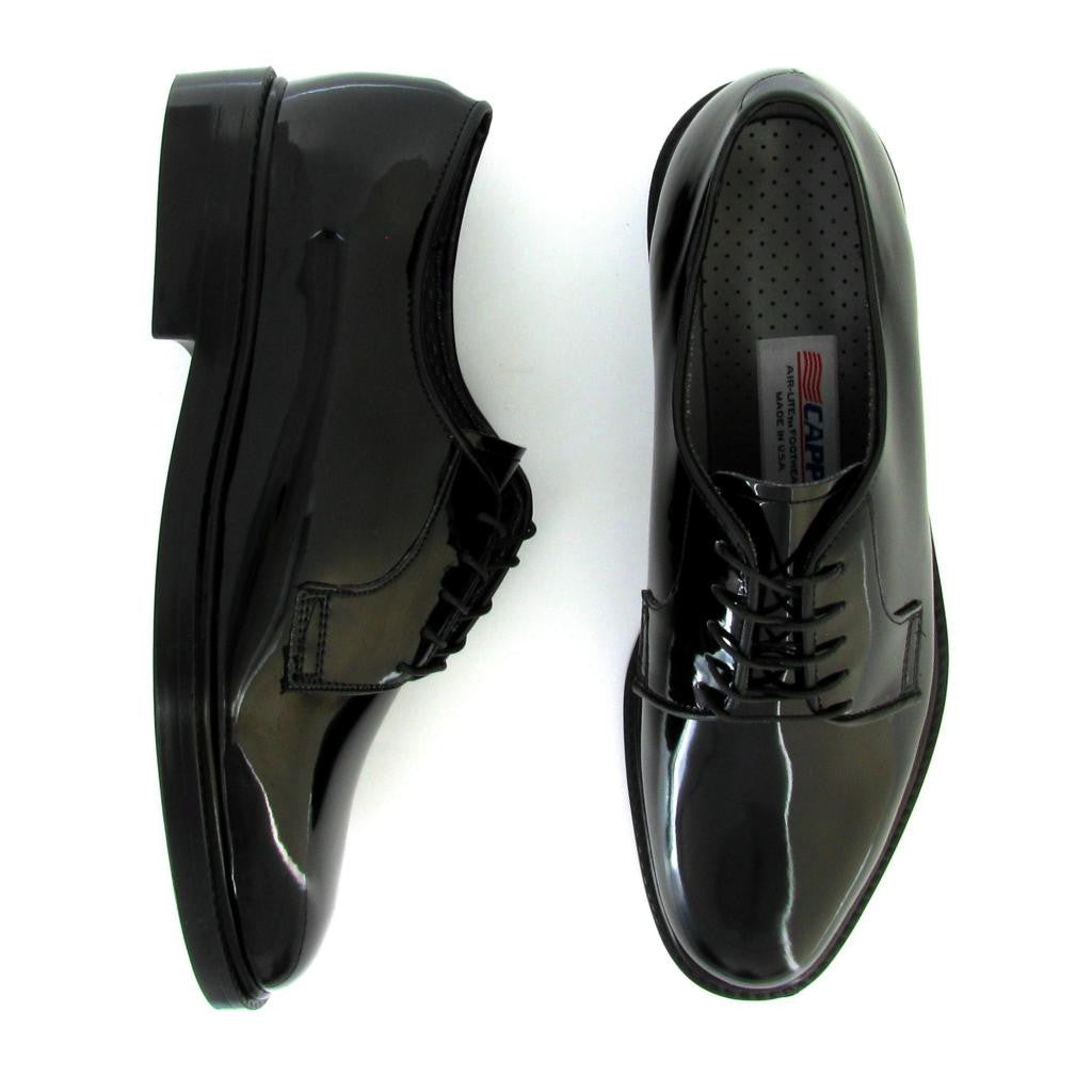 shiny black oxfords