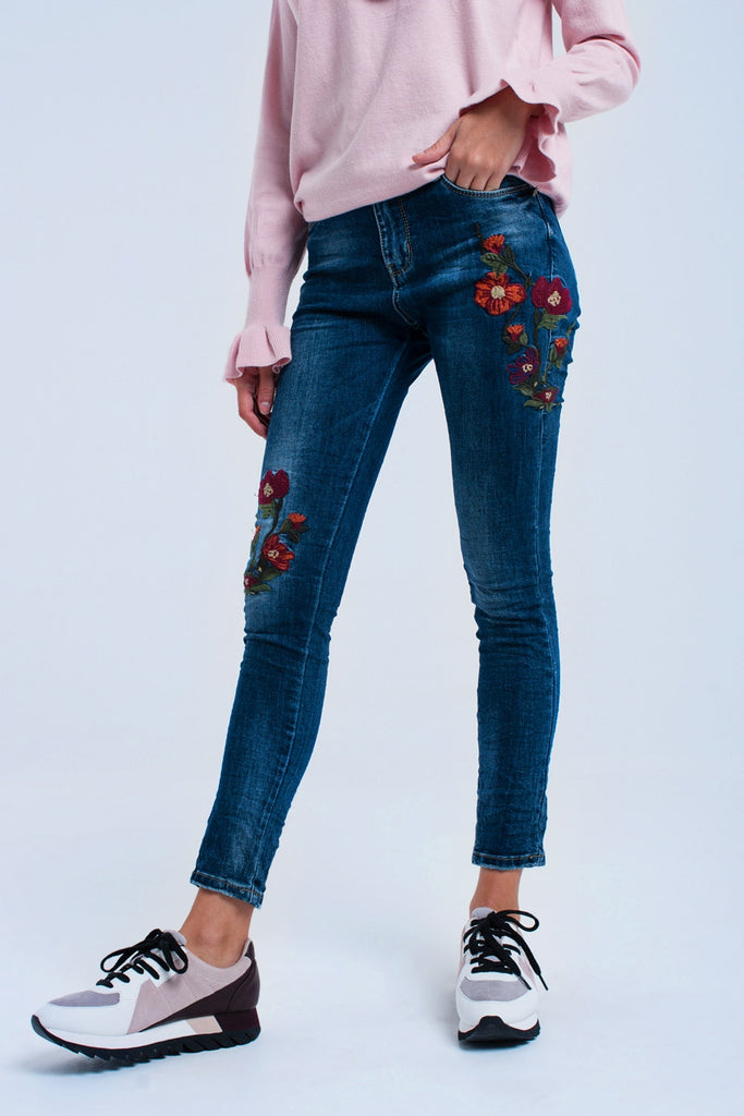 jeans with flowers