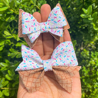 Glitter sprinkle ice cream bows, perfect for summer!