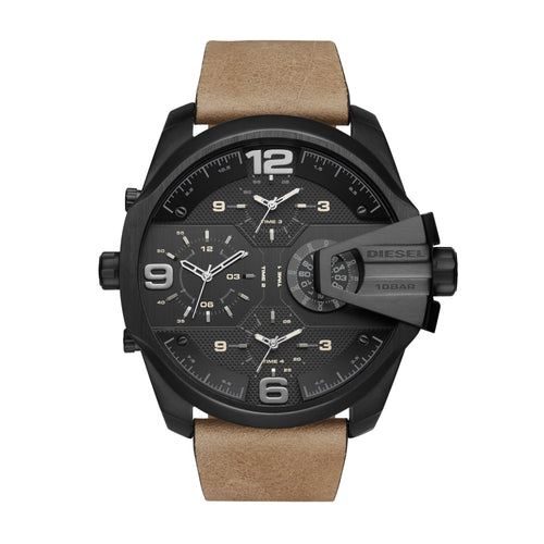 diesel brown leather chronograph watch