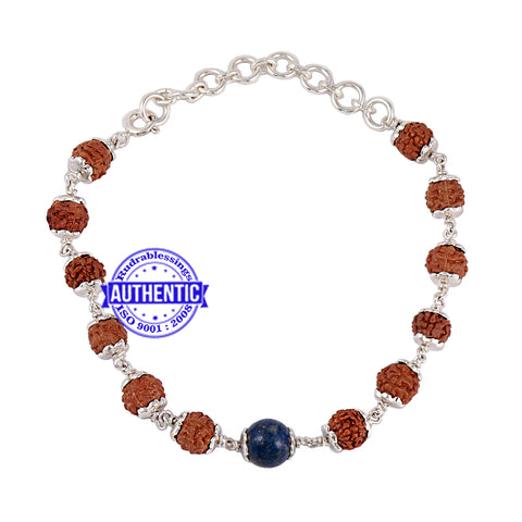 Natural Rudraksh Beads Sterling Silver Bracelet- Shubhanjali