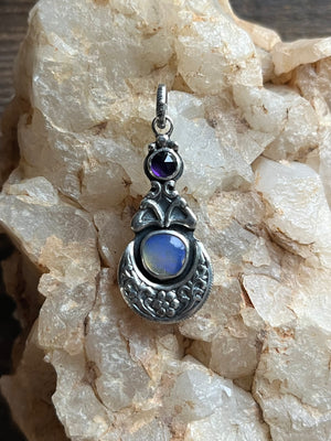 Violet Fairest One Pendant, Handcrafted Sterling Silver - Efflorescentmetals