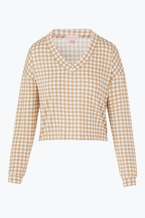 WALNUT GINGHAM LUNA LOUNGE TOP - Happy Camp3r