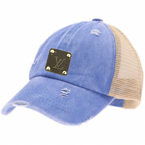 Grey Upcycled Distressed Denim Baseball Hat