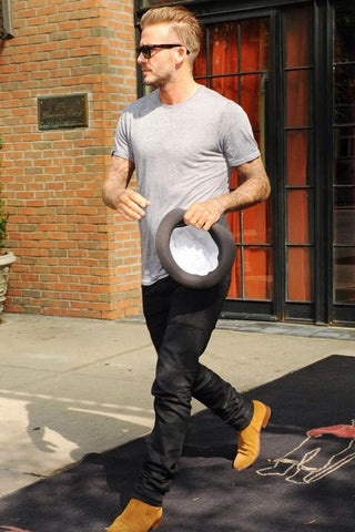 David Beckham has a unique boot style 
