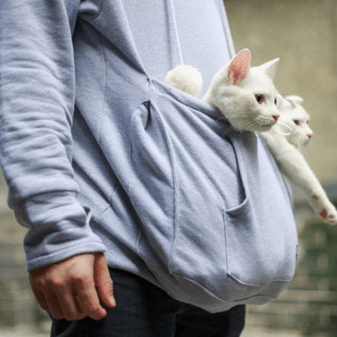 Sudadera con capucha con bolsa para gatos