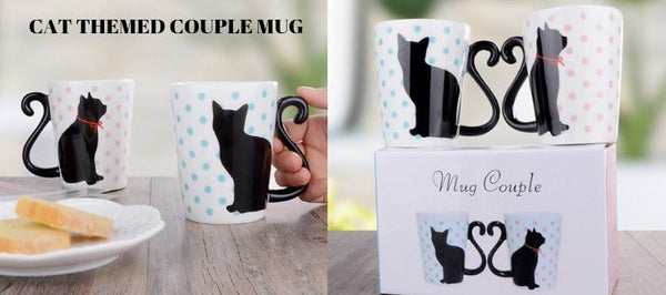 cat themed couple mug