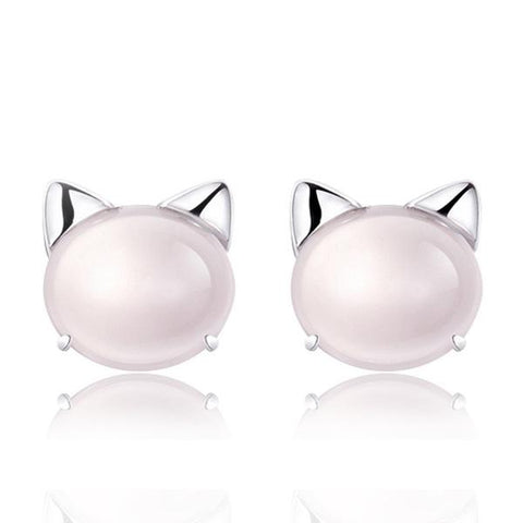 silver cat earrings