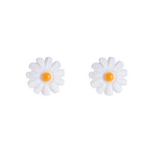 Oorknopjes Enamel White Flower