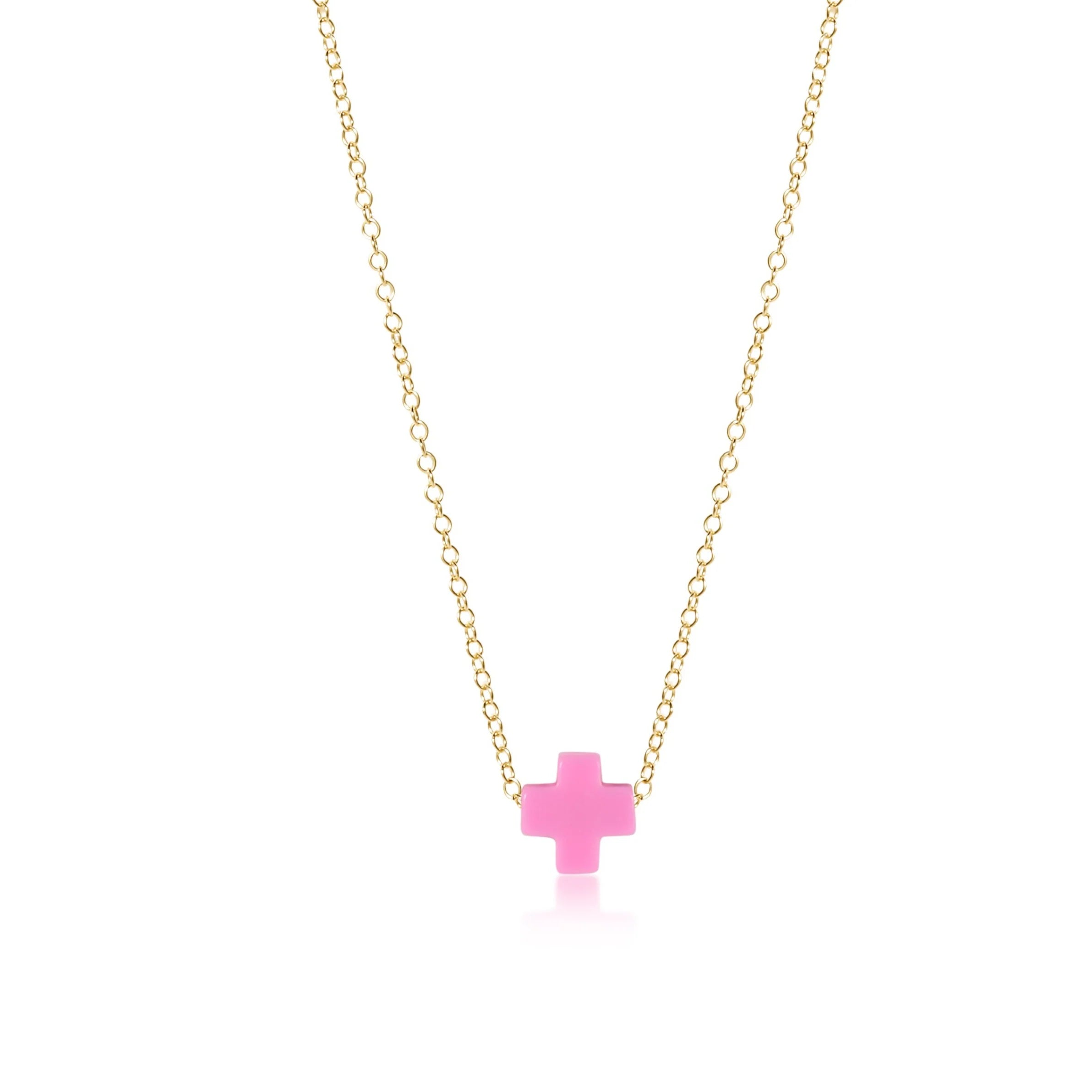 Signature Cross 16" Necklace | Bright Pink