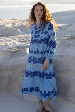 Balloon Sleeve Maxi | Tangier Blue - Charlotte's Inc