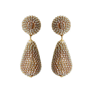 Rhinestone Wrapped Lido Drop Statement Earrings - Charlotte's Inc