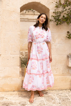 Cinched Pintuck Maxi | Ostuni Coral - Charlotte's Inc