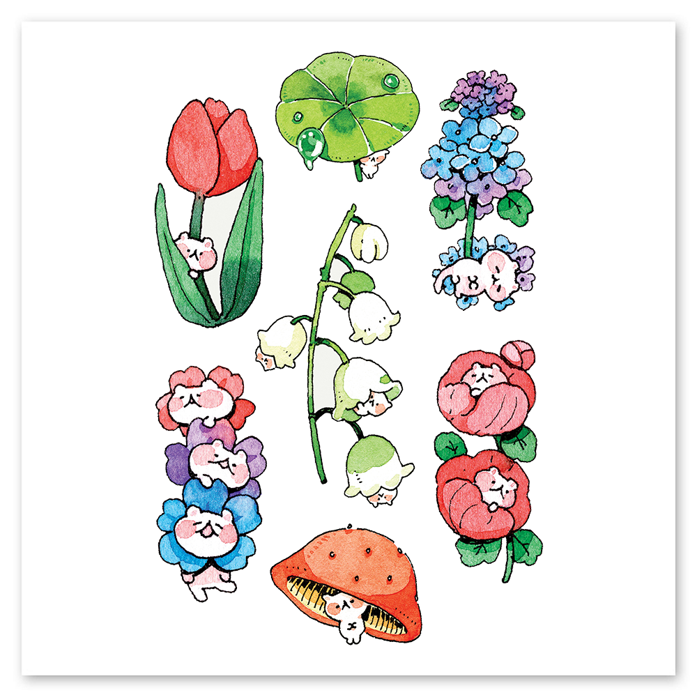 Tattly Colorful Mushrooms Tattoo Sheet