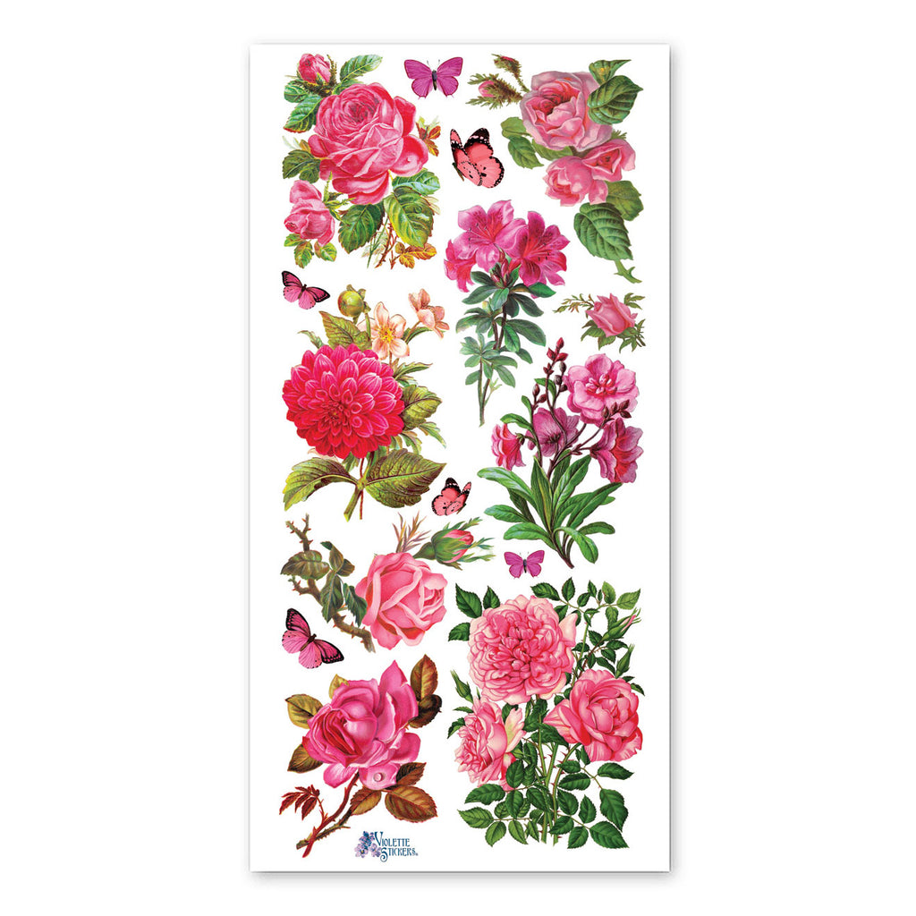 Monthly Big Planner Stickers Pink roses flowers (2872674)