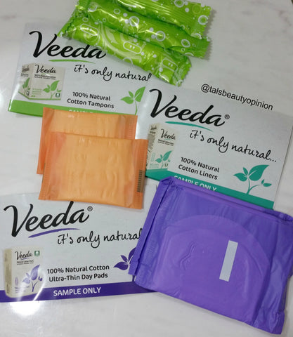 Veeda natural cotton tampons, pads and liners
