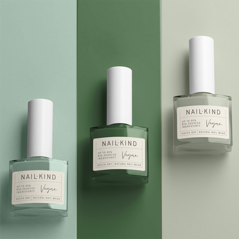 A selection of NailKind's green nail lacquers