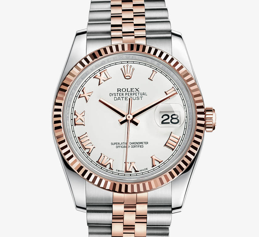 rolex datejust rose gold two tone