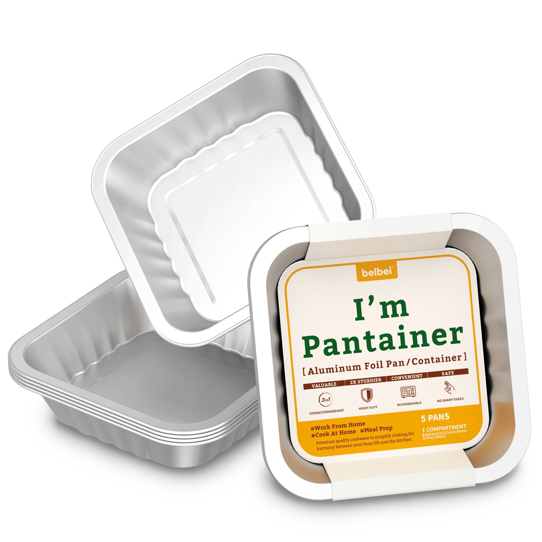 I'm Pantainer 7 Square Sturdy Foil Pans (15 Pans / Economy Pack) – belbei