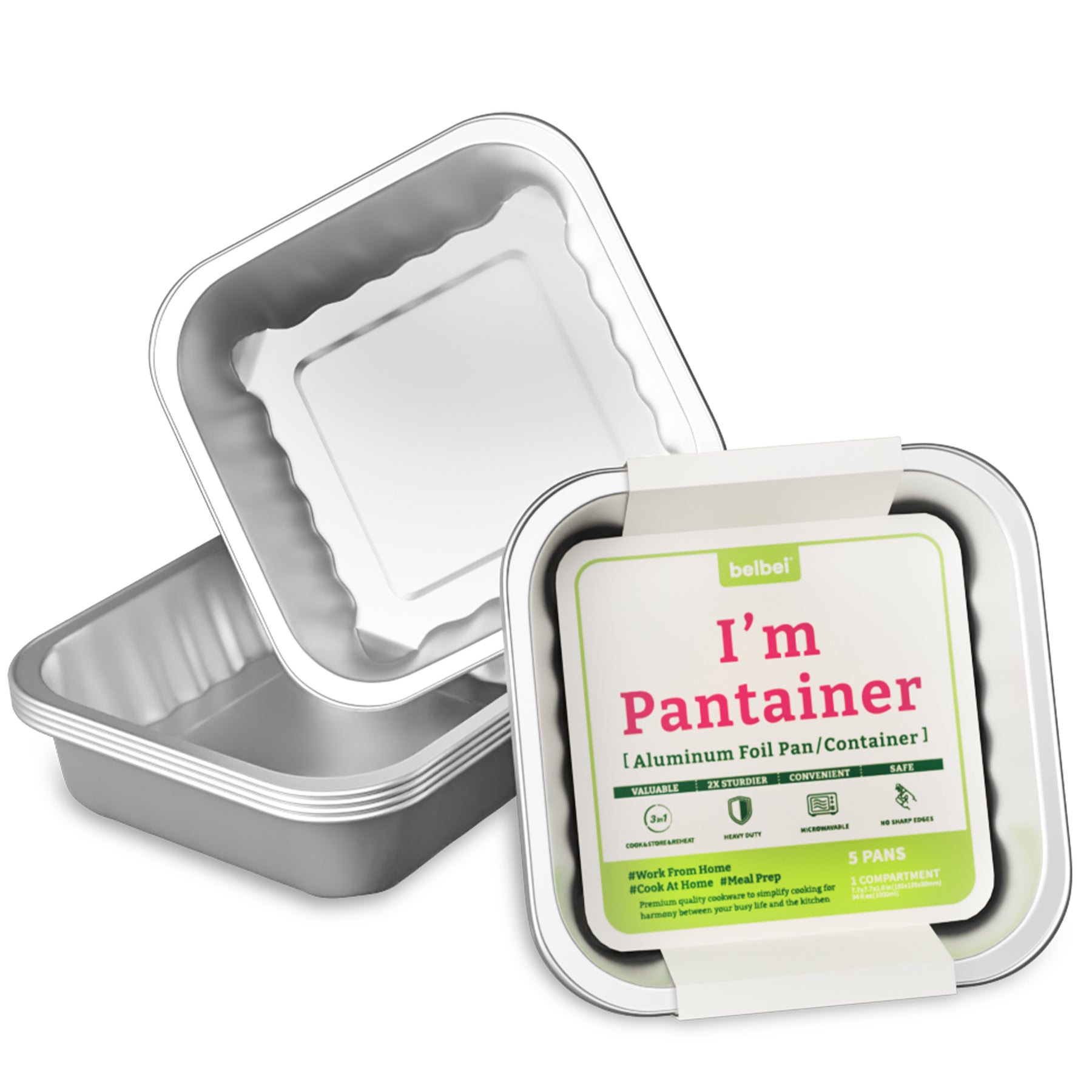 I'm Pantainer 7 Square Sturdy Foil Pans (15 Pans / Economy Pack) – belbei