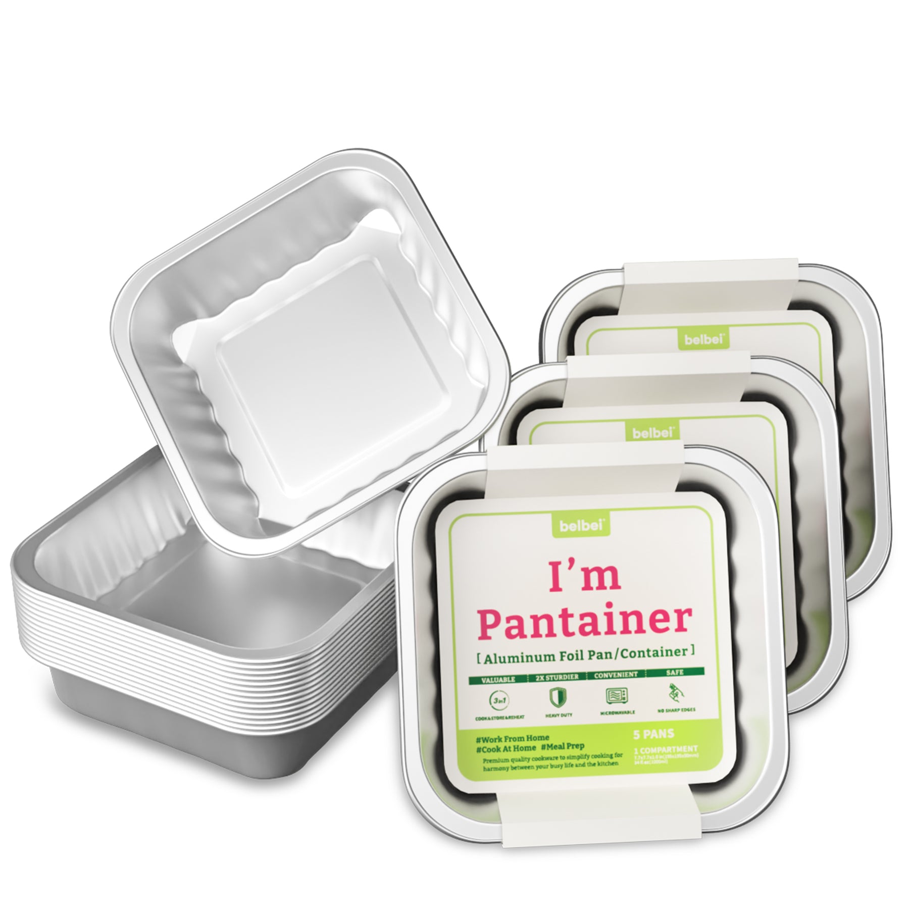 I'm Pantainer 8 Round Sturdy Foil Pans with Snap-On Lids (5 Pasn + 5 –  belbei