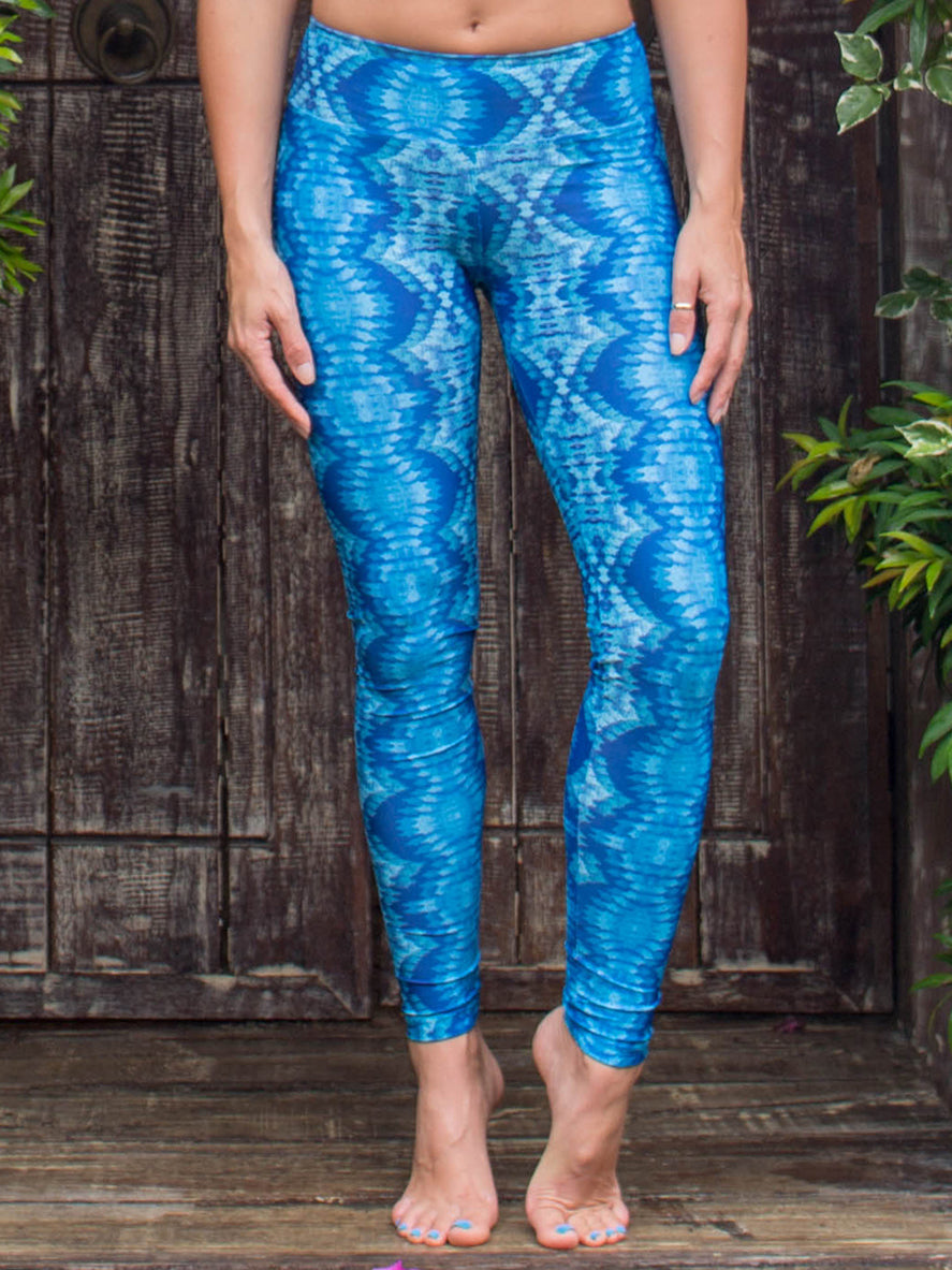 Sol Leggings Teal & Blue Fantasy Print | SoloSol Movement