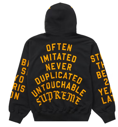 Supreme Team Flocked Hooded Sweatshirt Black – shoegamemanila