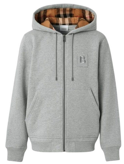 Letter Graphic Cotton Blend Hooded Top Grey – shoegamemanila