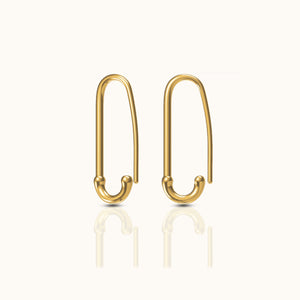 Solid Gold Safety Pin Dangle Earrings