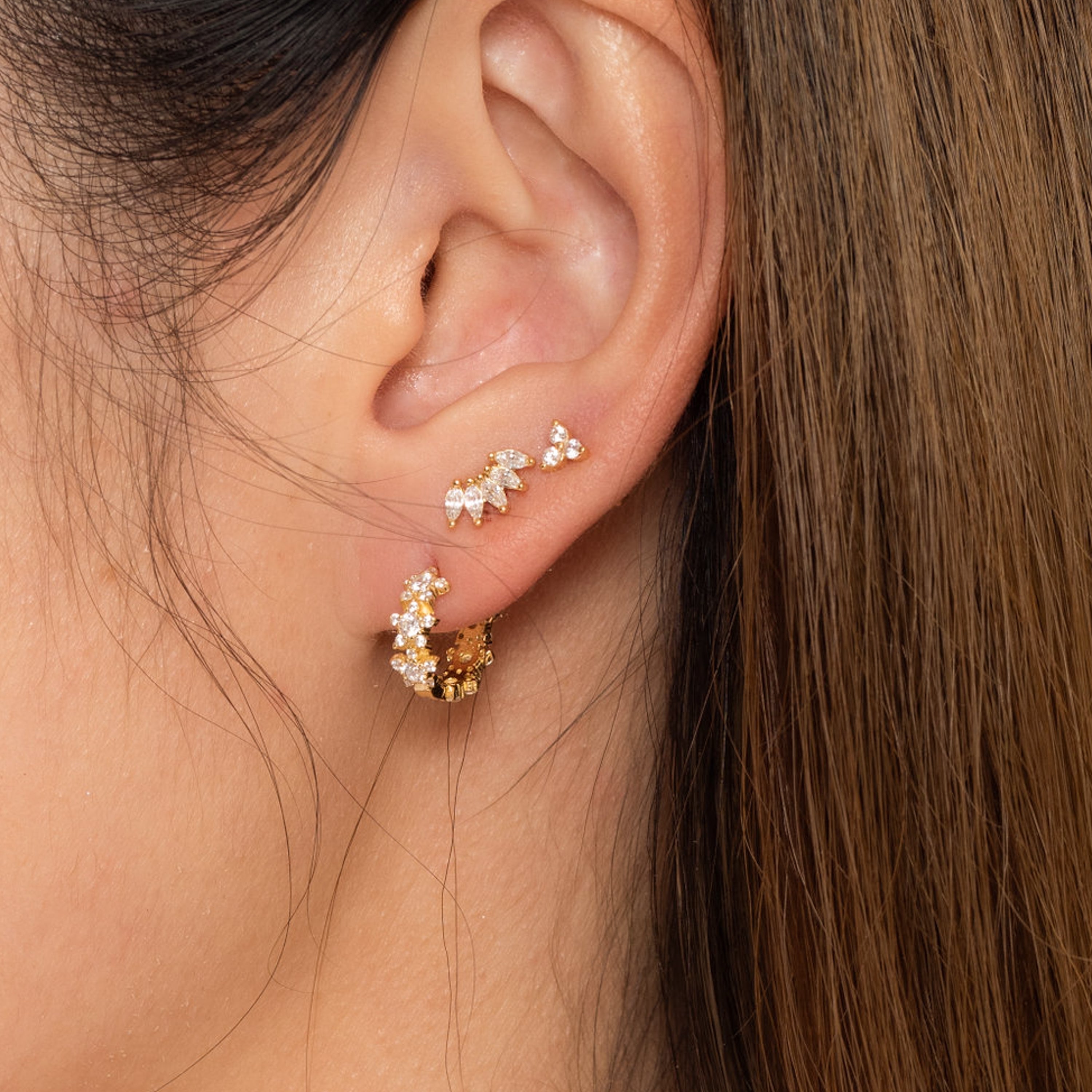 Crystal Trefoil Studs Earrings