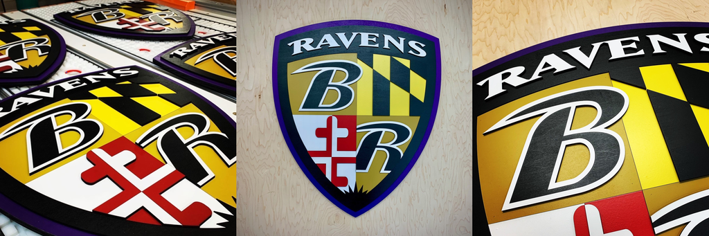 Baltimore Ravens Shield Wooden Logo