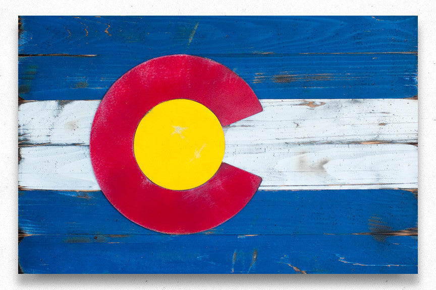 Vintage Colorado wood flag 