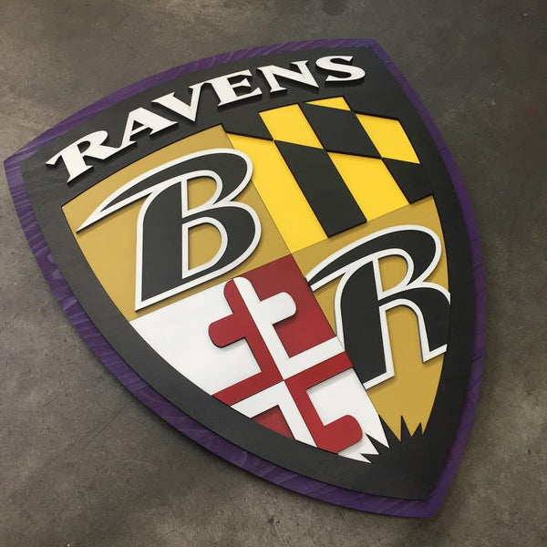 Baltimore Ravens Shield Wood Wall Art – Patriot Wood