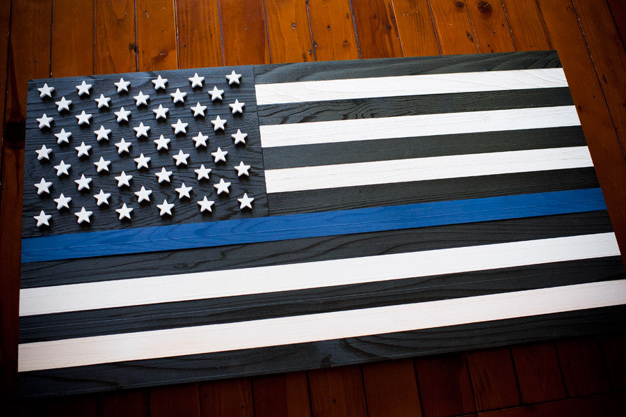 Thin Blue Line Wood Flag – Patriot Wood