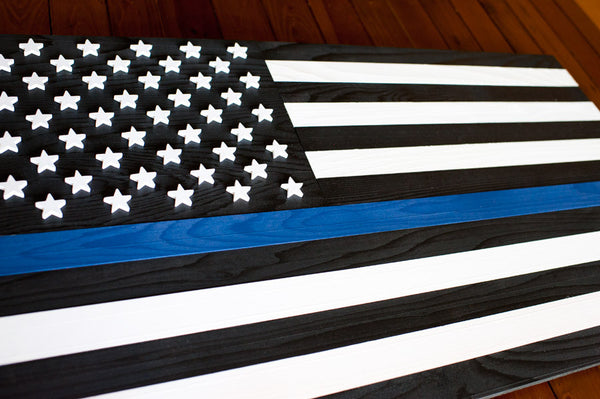 Thin Blue Line Wood Flag – Patriot Wood