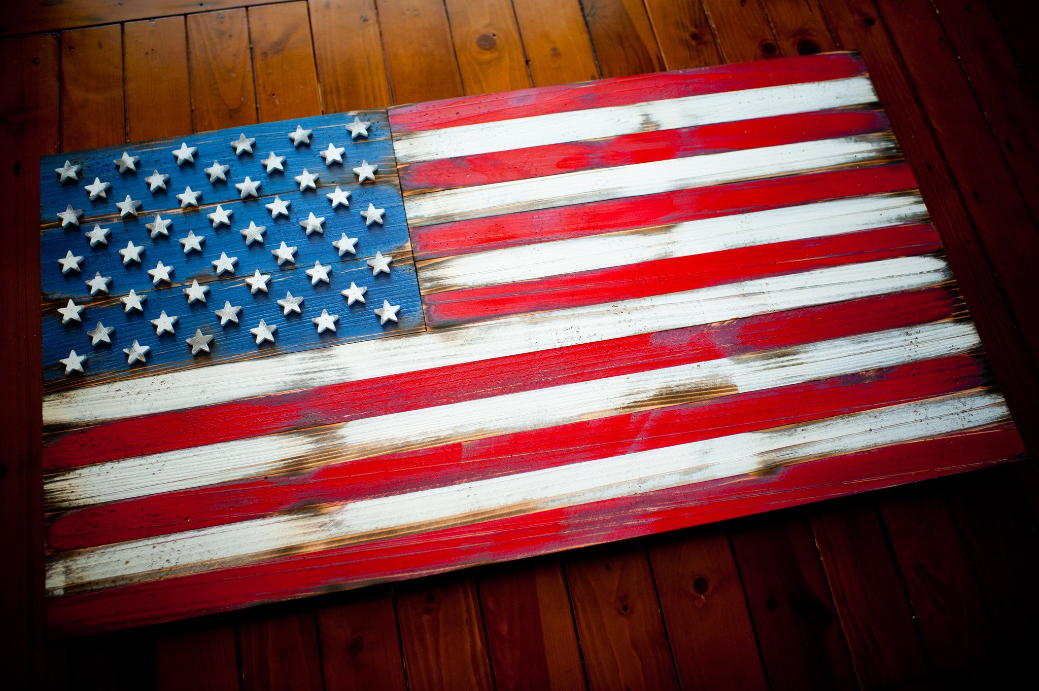 wooden american flag