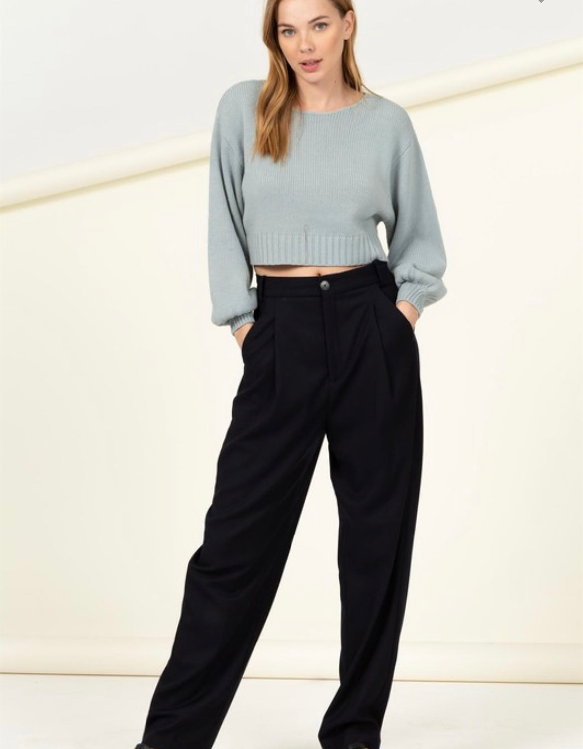 All to Myself Puff Sleeve Cropped Sweater