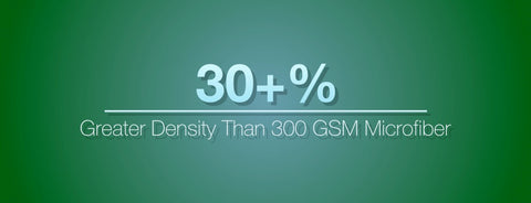 Over 30% greater density than 300 gsm microfiber