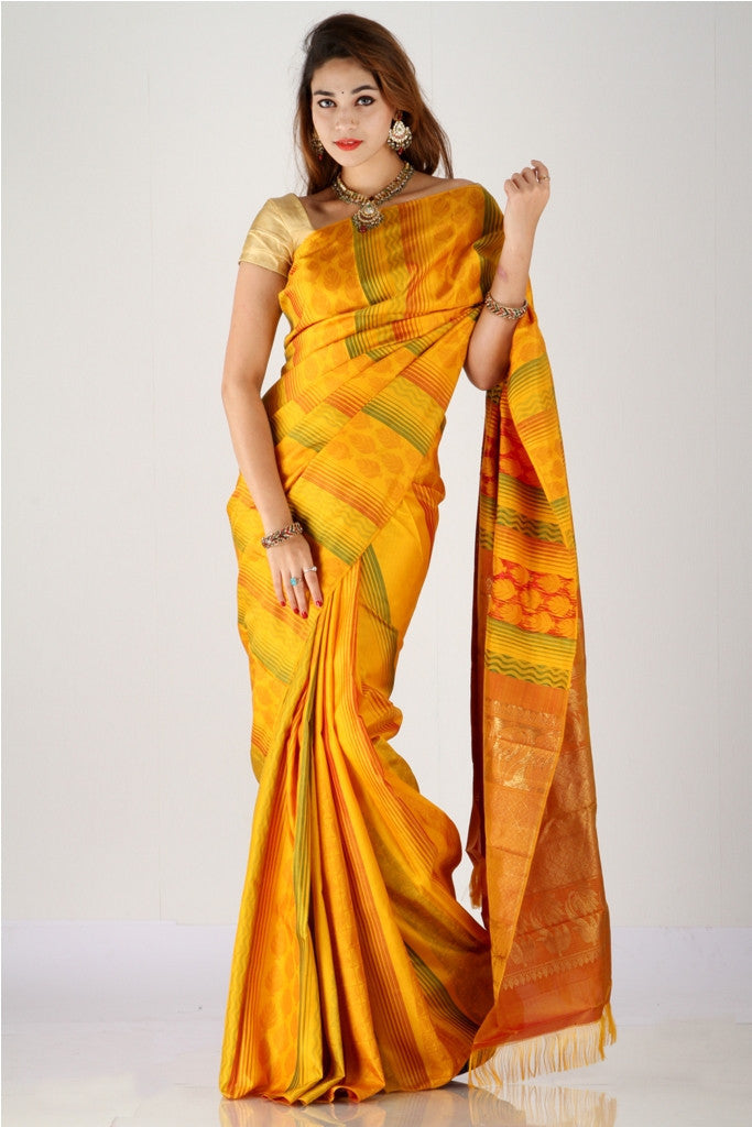 Radiant Yellow Kanjeevaram Silk Saree: A Timeless Elegance - Buy Now