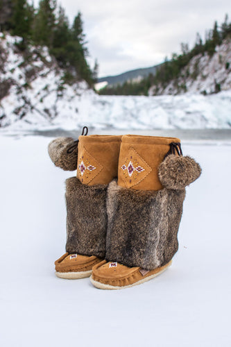 Women's ONE OF A KIND rabbit fur and leather mukluks – Bill Worb