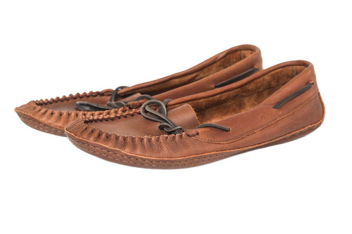 Wakonsun Men's Wide Width Brown Genuine Leather Loafer Moccasin Shoes