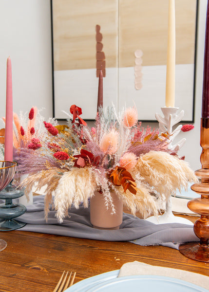 Fall Table Decor with Dried Flowers